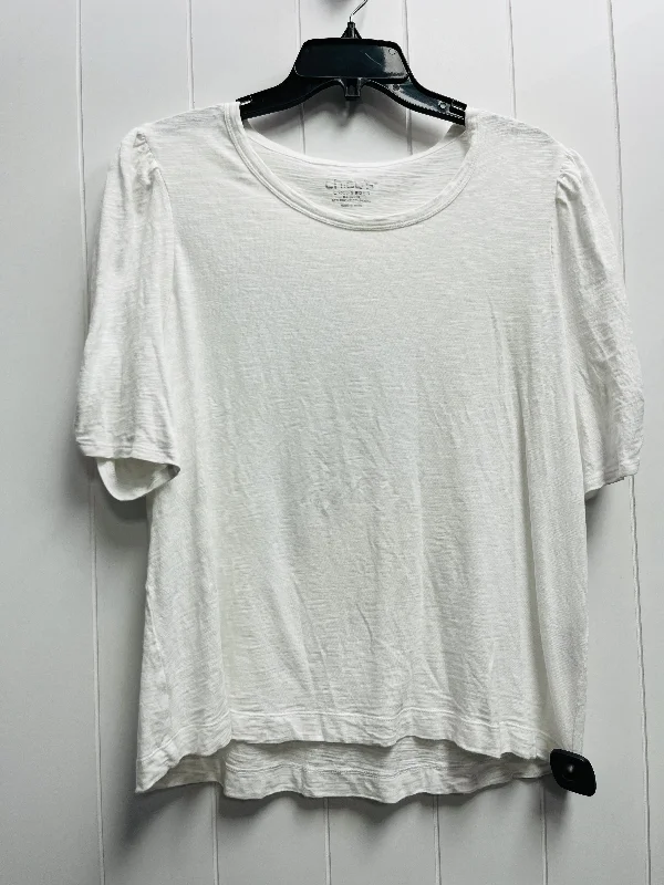 Top Short Sleeve By Chicos In White, Size: Xl