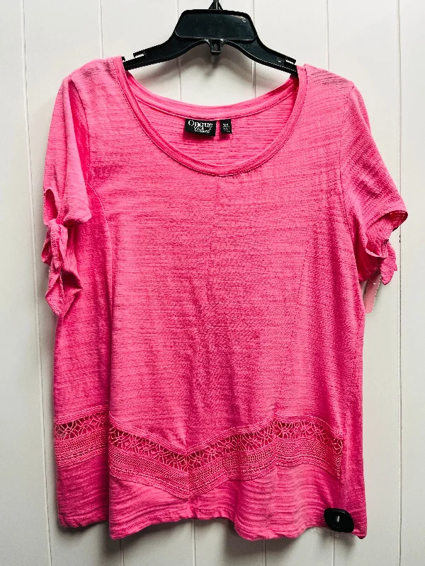 Top Short Sleeve By Onque In Pink, Size: Xl