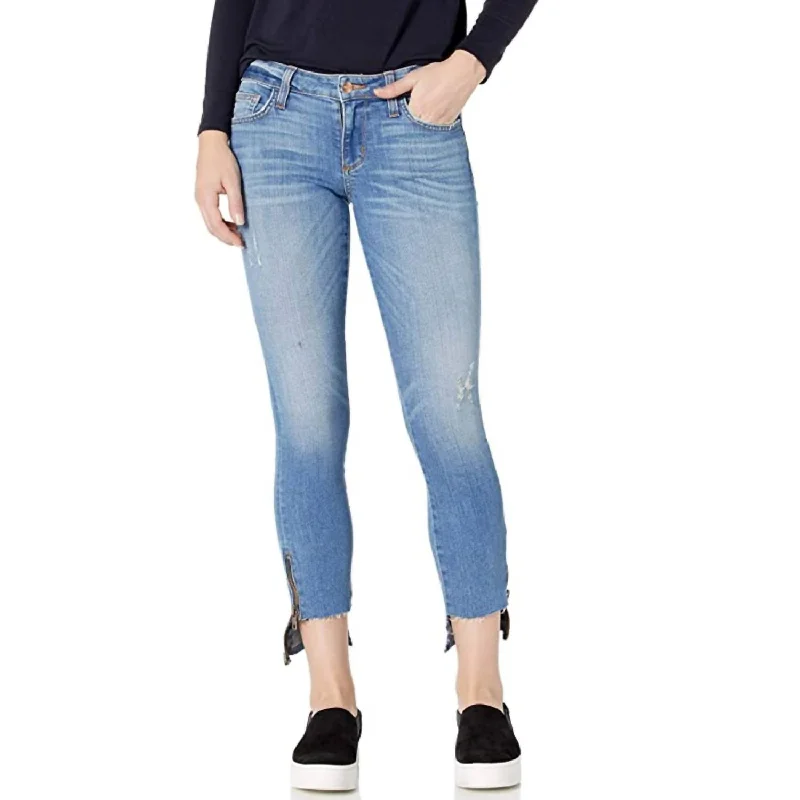 Ciara Low Rise Hem Zip Skinny Jean In Cross My Mind