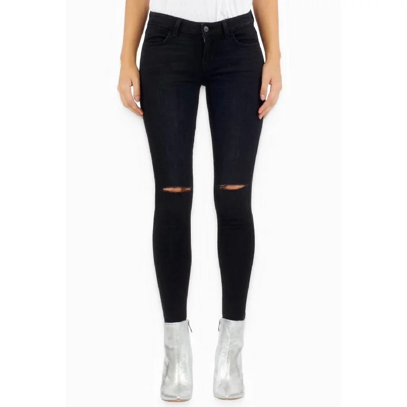 Hannah Low Rise Skinny Jean In Black Skies