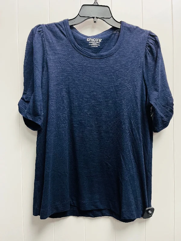 Top Short Sleeve By Chicos In Navy, Size: L