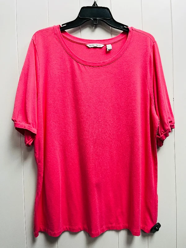 Top Short Sleeve Basic By Isaac Mizrahi Live Qvc In Coral, Size: Xl