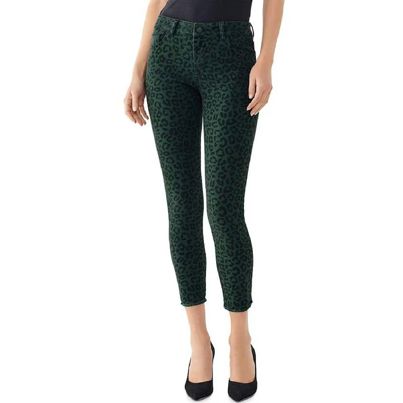 Florence Mid Rise Crop Jean In Snow Leopard