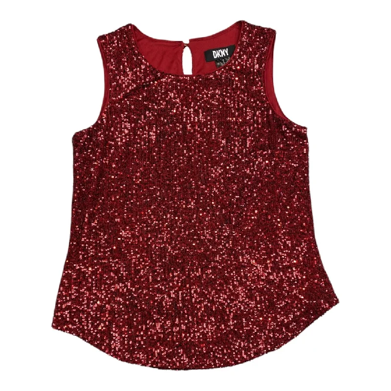 Top Sleeveless By Dkny In Red, Size: S