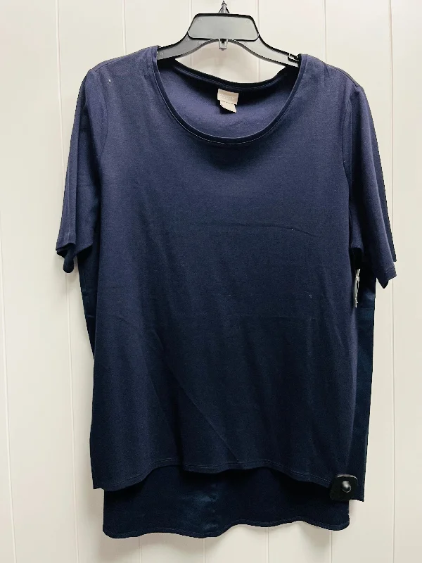 Top Short Sleeve Basic By Chicos In Navy, Size: L