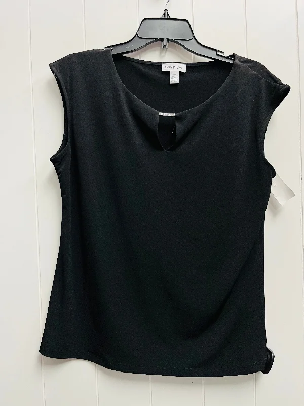 Top Short Sleeve By Calvin Klein In Black, Size: L