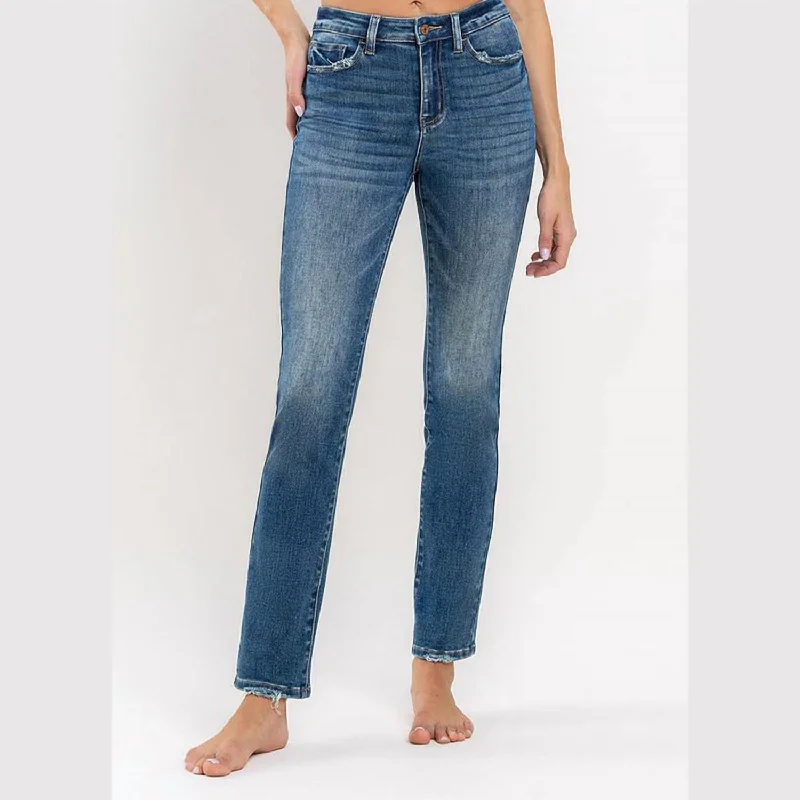 Shana High Rise Slim Straight Jeans In Blue