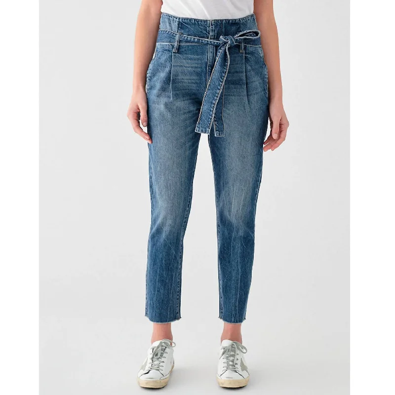 Susie Paper Bag High Rise Tapered Straight Jean In Aberdeen