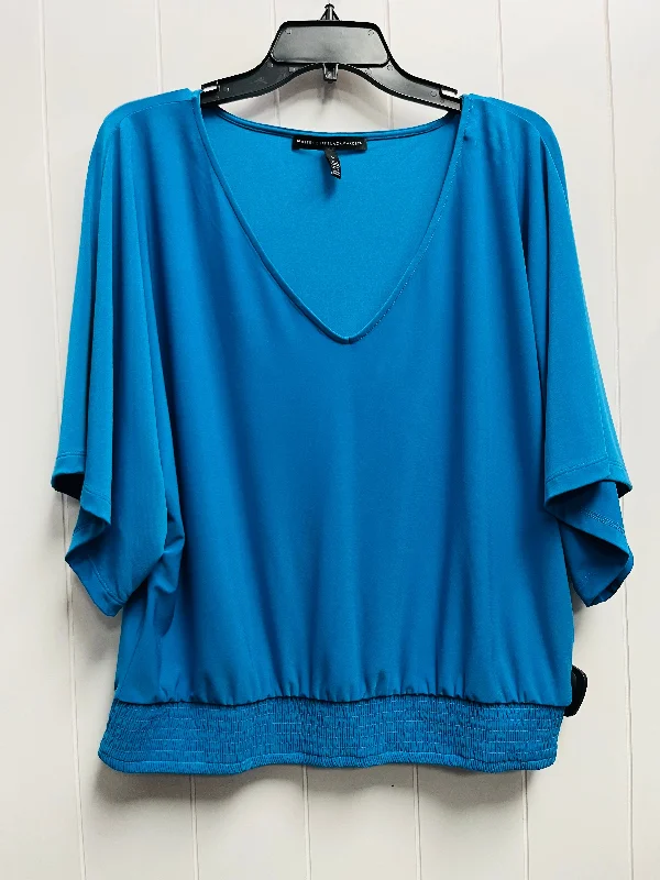 Top Short Sleeve By White House Black Market In Blue, Size: L