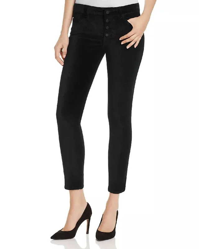 Emma Low Rise Velvet Skinny Jean In Black Velvet