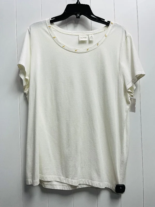 Top Short Sleeve By Chicos In White, Size: Xl