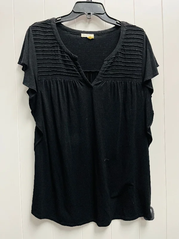 Top Short Sleeve By Meadow Rue In Black, Size: L