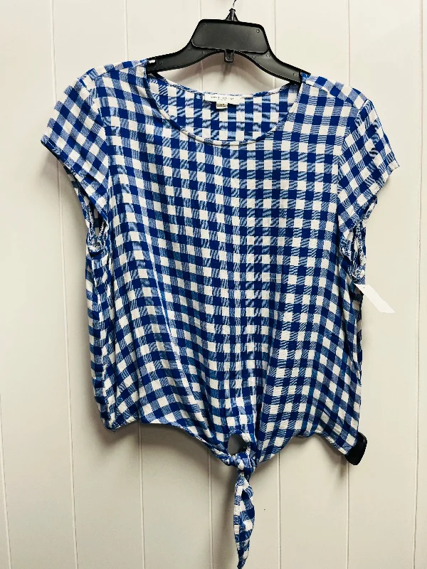 Top Short Sleeve By Beachlunchlounge In Blue & White, Size: L