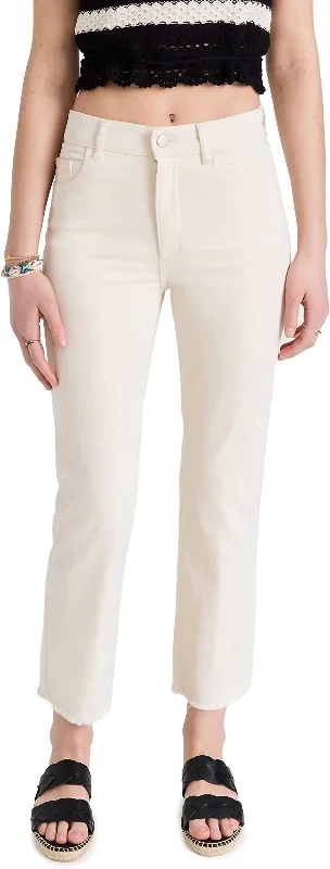 Patti Straight High Rise Ankle Jeans In Off White