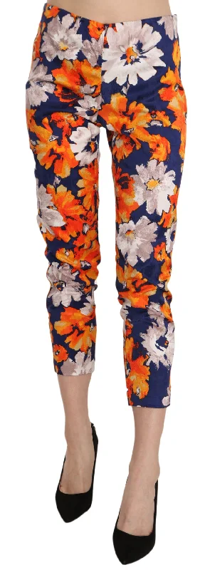 LANACAPRINA  Floral Print Skinny Slim Fit Trousers Women's Pants