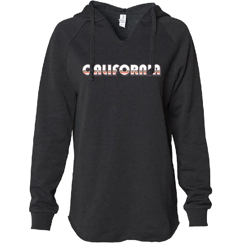 California 70's White Stripes Women's Soft Hooded Pullover