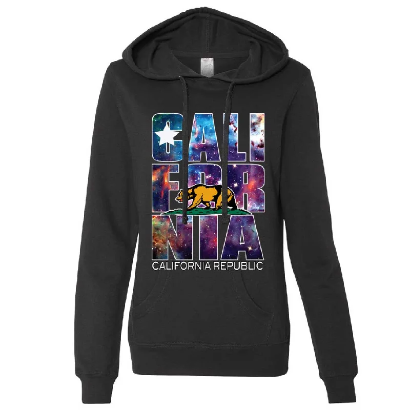 California Cosmic Flag Logo In Space Galaxy Ladies Lt./Wt. Hoodie