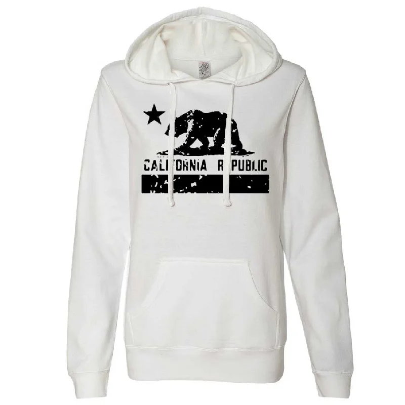 California Flag Black Print Silhouette Ladies Fitted Hoodie