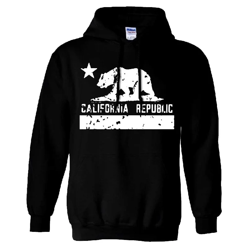 California Flag White Print Silhouette Sweatshirt Hoodie