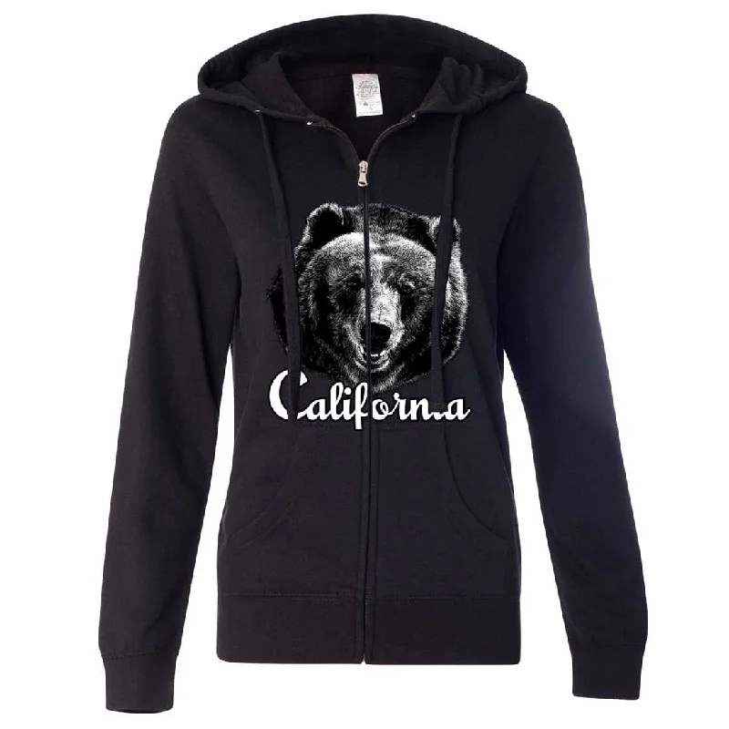 California Grizzly Bear Ladies Zip-Up Hoodie