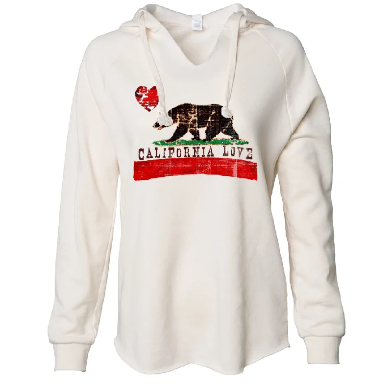 California Love Distressed Women's Soft Hooded Pullover