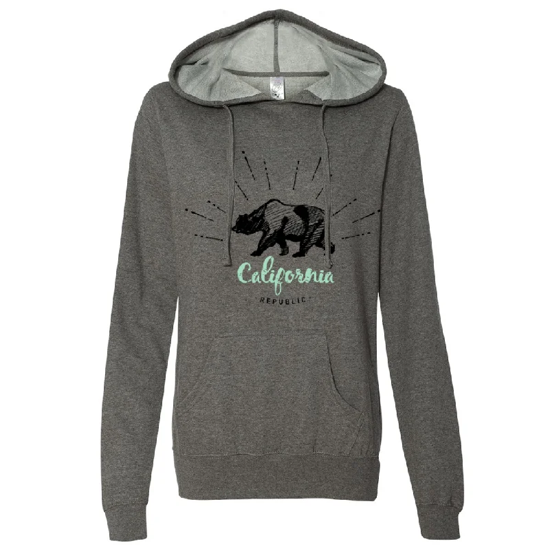 California Republic Stencil Ladies Lightweight Fitted Hoodie