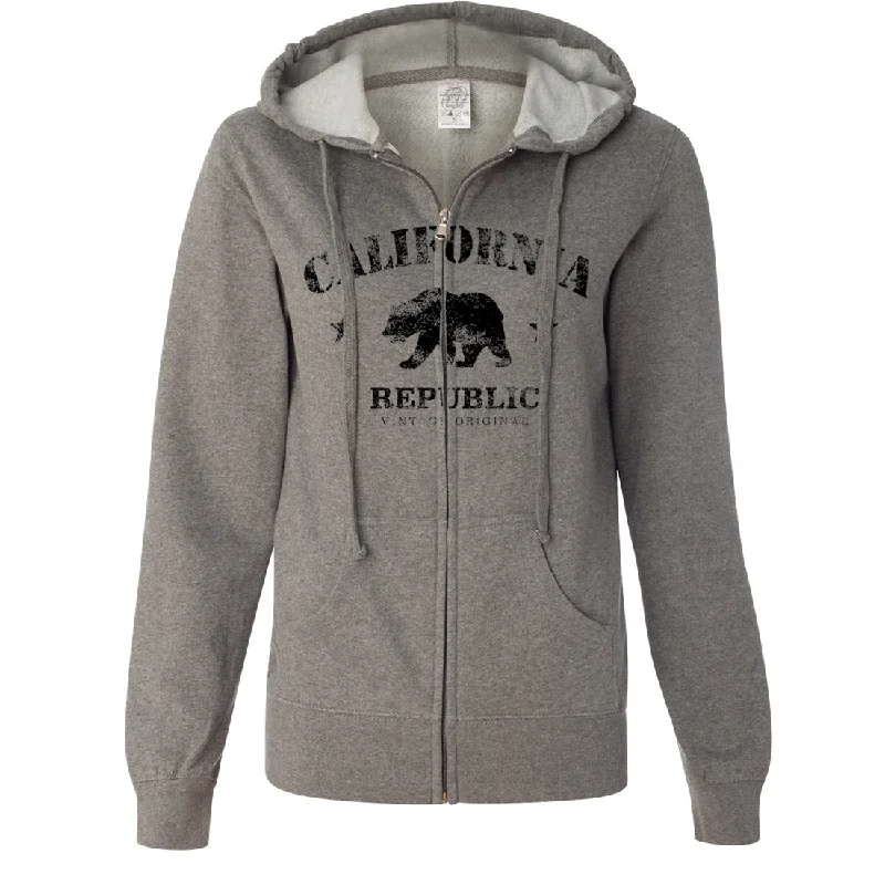 California Republic Vintage Original Ladies Lightweight Fitted Zip-Up Hoodie