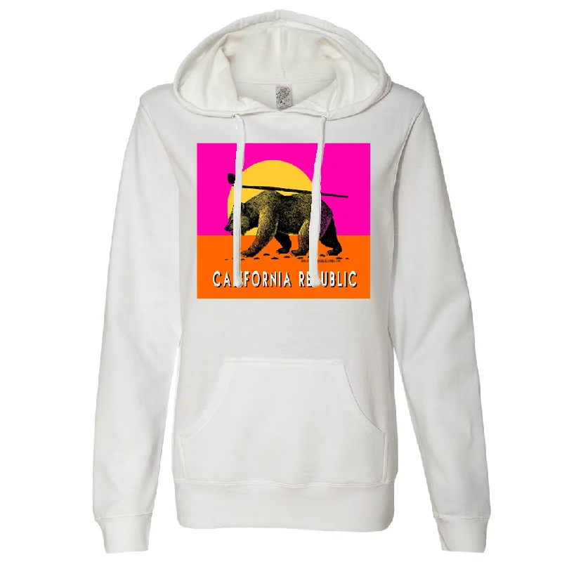 California Summer Surf Bear Ladies Lightweight Fitted Hoodie