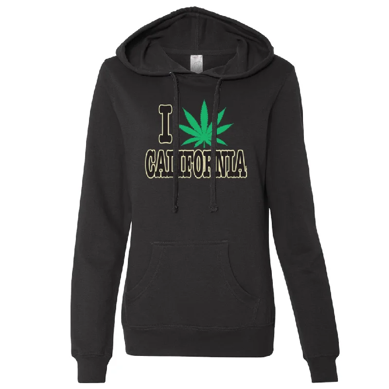 I Love Pot California Ladies Lightweight Fitted Hoodie