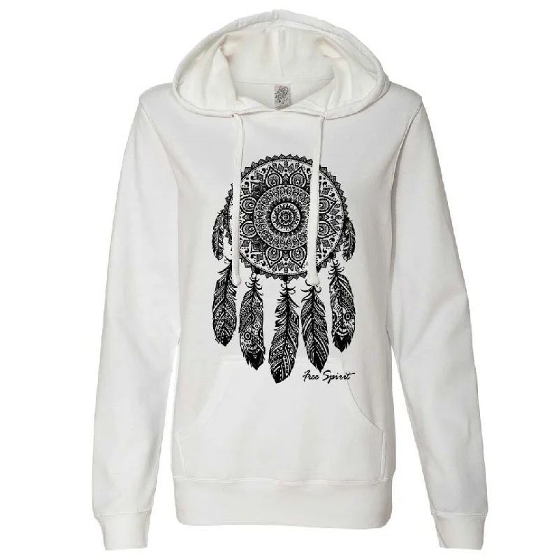 Native American Dreamcatcher Free Spirit Black Ladies Lt./Wt. Hoodie