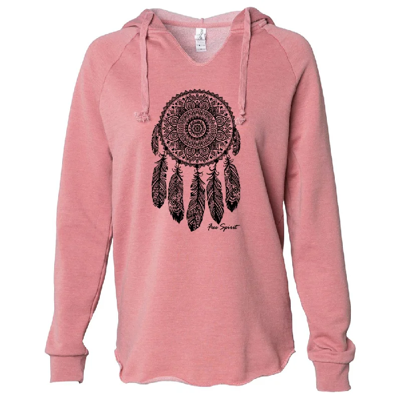 Native American Dreamcatcher Free Spirit Black Women's Soft Hooded Pullover