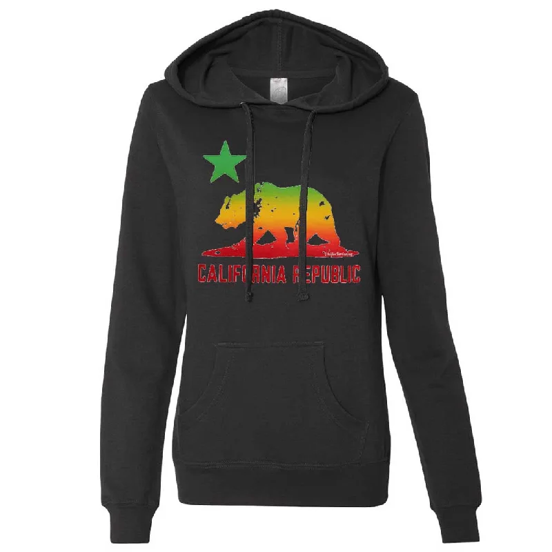 Rasta Bear Flag Silhouette Ladies Lt./Wt. Hoodie