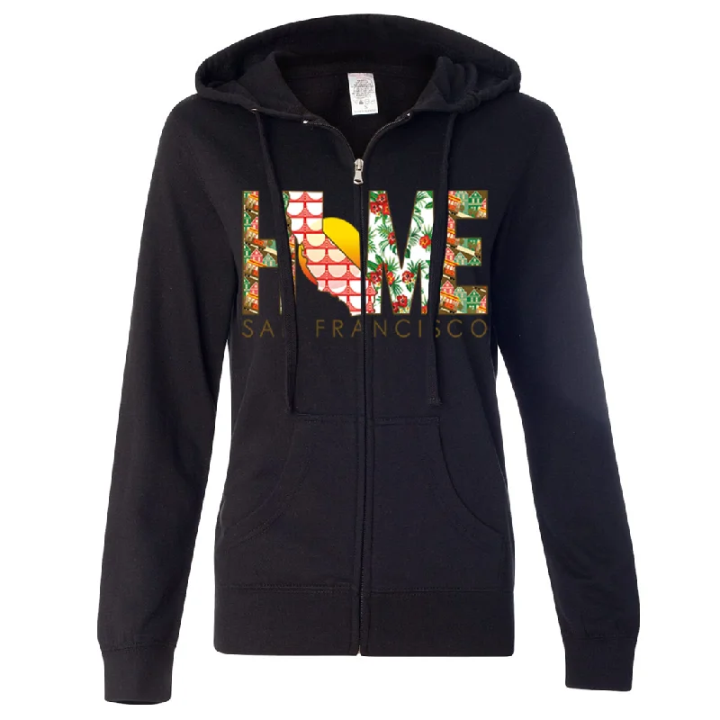 San Francisco Home Ladies Lightweight Fitted Zip-Up Hoodie