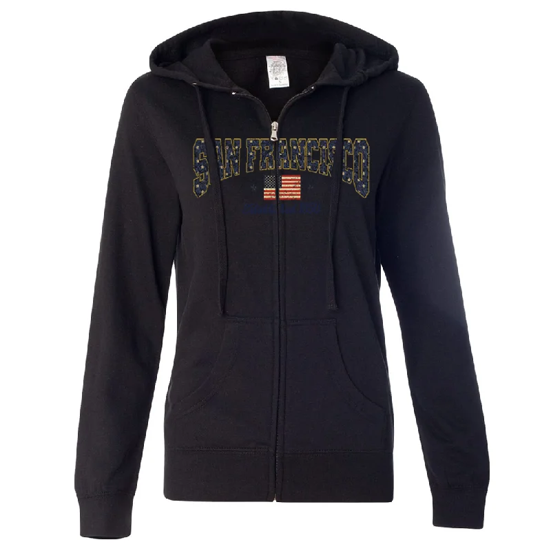 San Francisco Stars Ladies Lightweight Fitted Zip-Up Hoodie