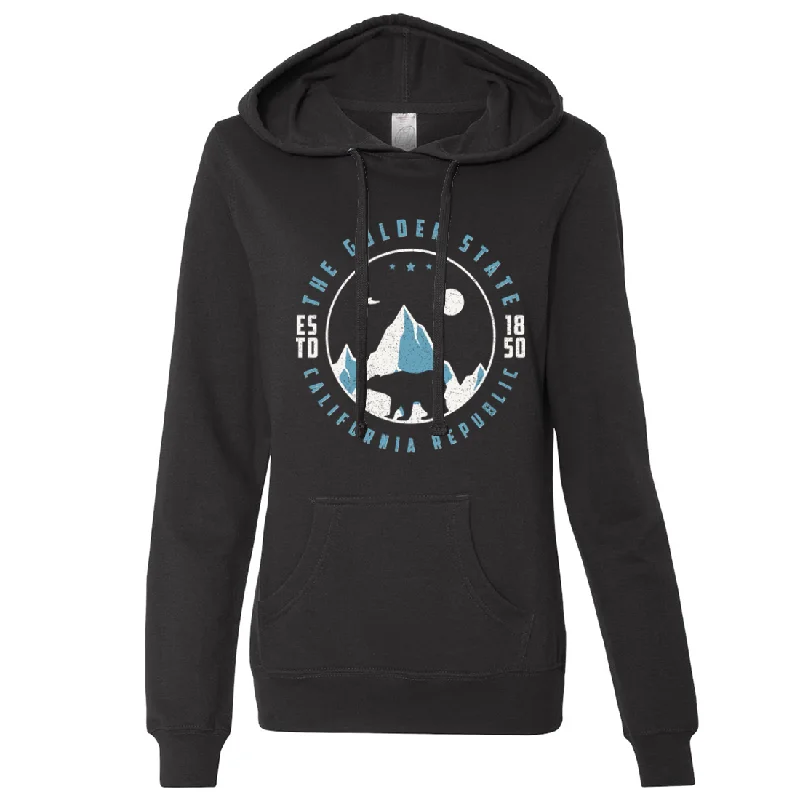 Snowy California Mountains Ladies Lightweight Fitted Hoodie