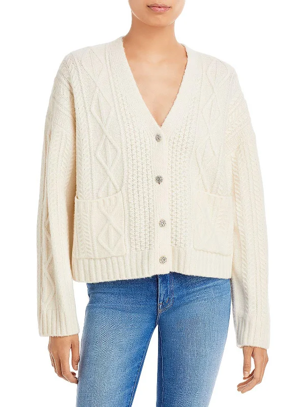 Bixby Womens Wool Jeweled Buttons Cardigan Sweater