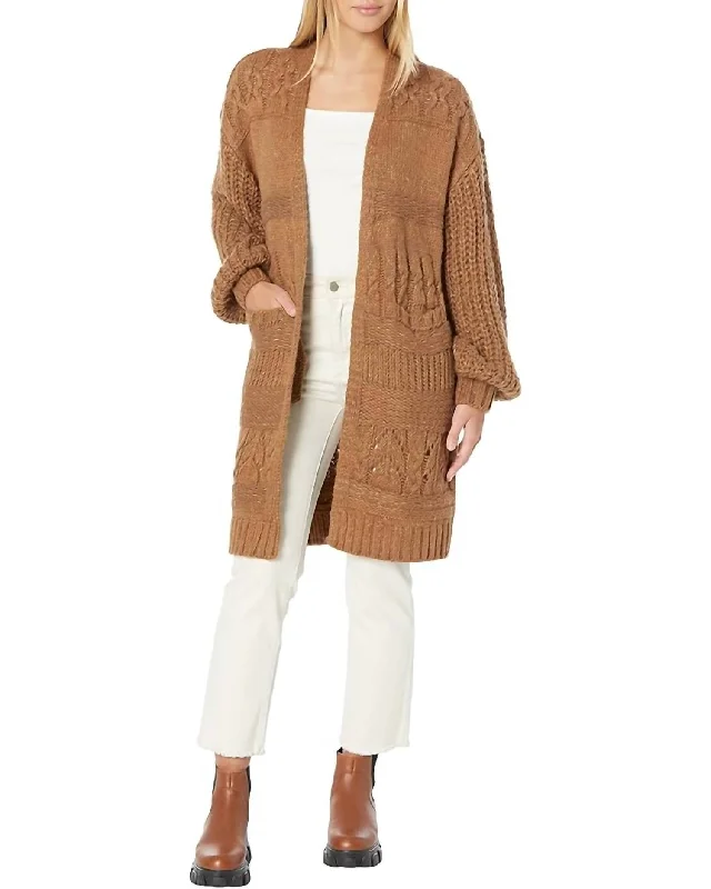 Constance Sweater Open Cardigan In Copper