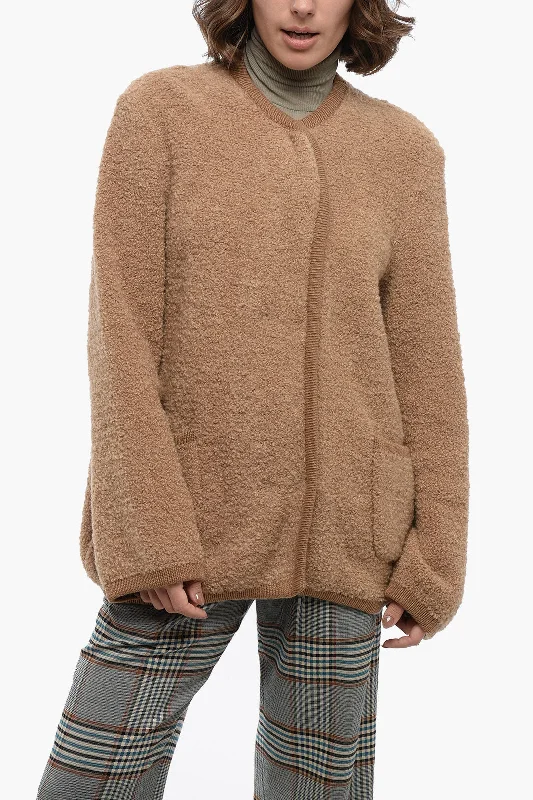 Dolce & Gabbana Doubl-Breasted Cashmere Blend Teddy Cardigan With Snap Butto