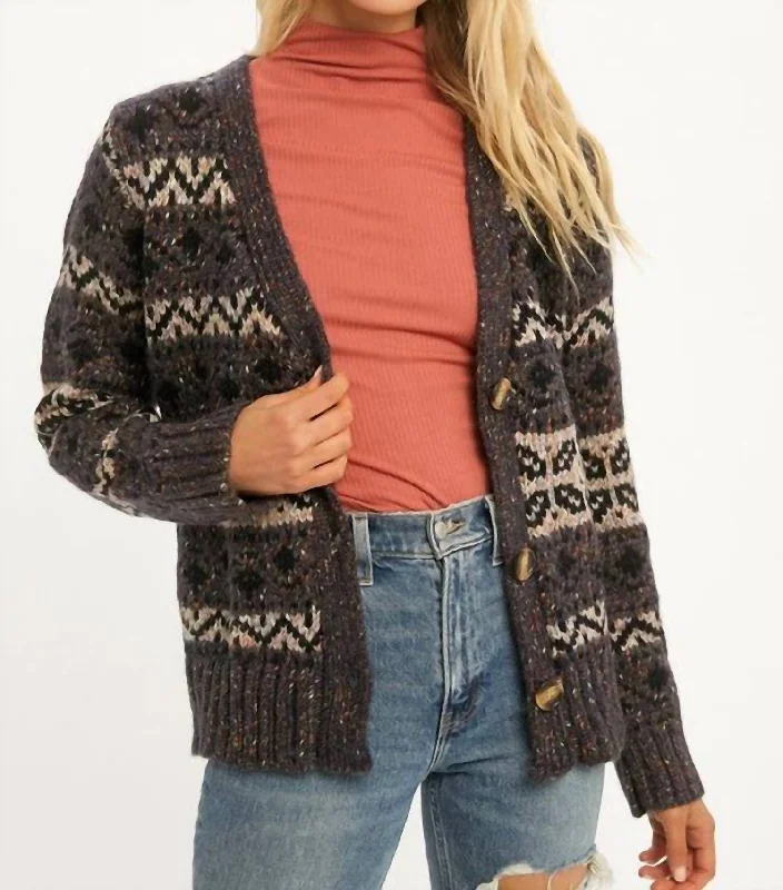 Fair Isle Button Down Cardigan In Multi-Colored