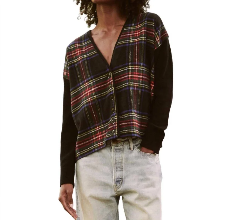 Fire Side Cardigan In Hearth Plaid