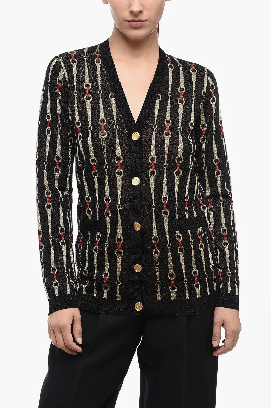 Gucci Lurex MORSET Cardigan with Logoed Buttons