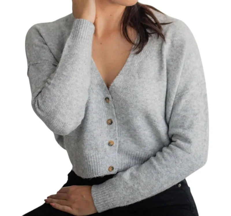 Kira Knit Cardigan In Heather Grey