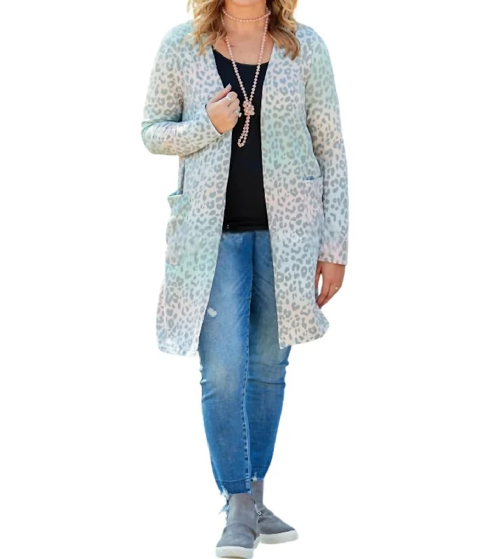 Mint Animal Print Cardigan In Multi Color