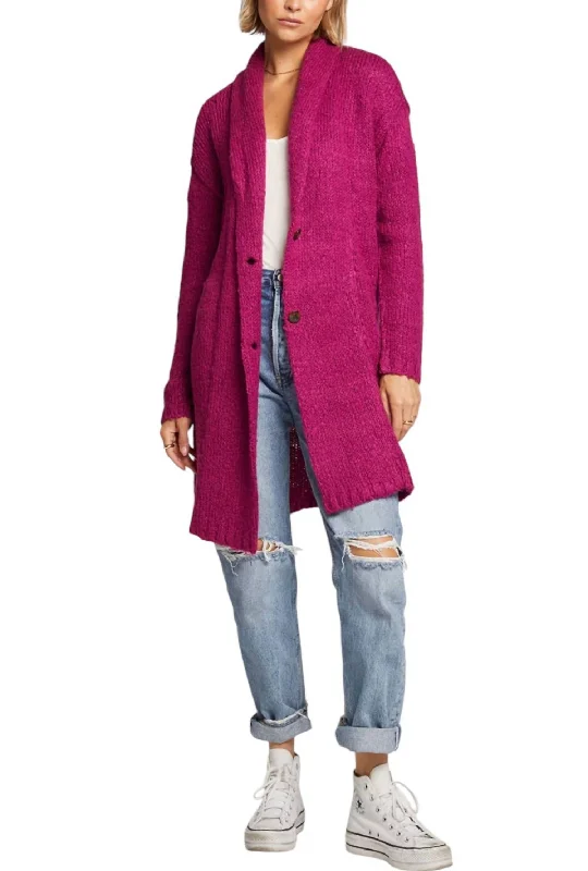 Oversized Cardigan In Raspberry