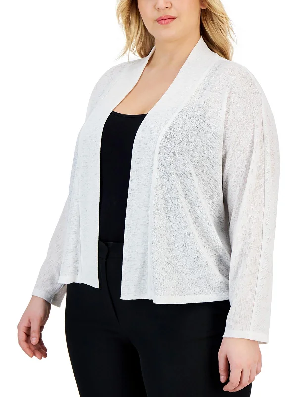 Plus Womens Open Front Long Sleeve Cardigan Sweater