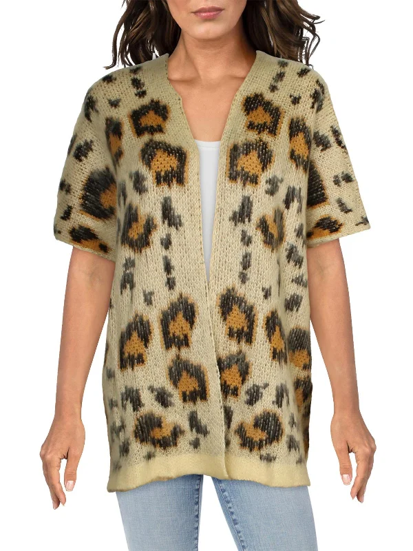 Womens Animal Print Open Front Cardigan Sweater