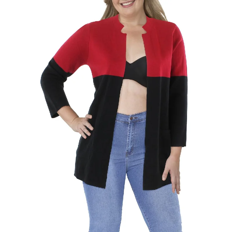 Womens Colorblock Open Front Cardigan Sweater