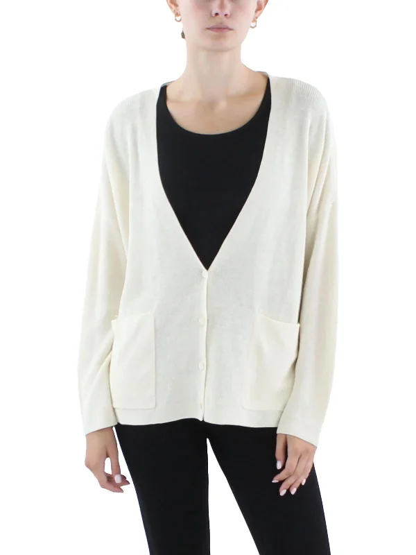 Womens Linen Blend Organic Linen Cardigan Sweater