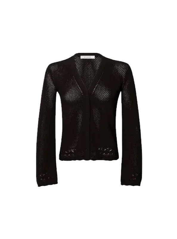 Women's Pointelle Cardigan In Black