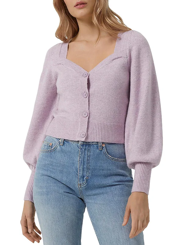 Womens Square Neck Knit Cardigan Sweater